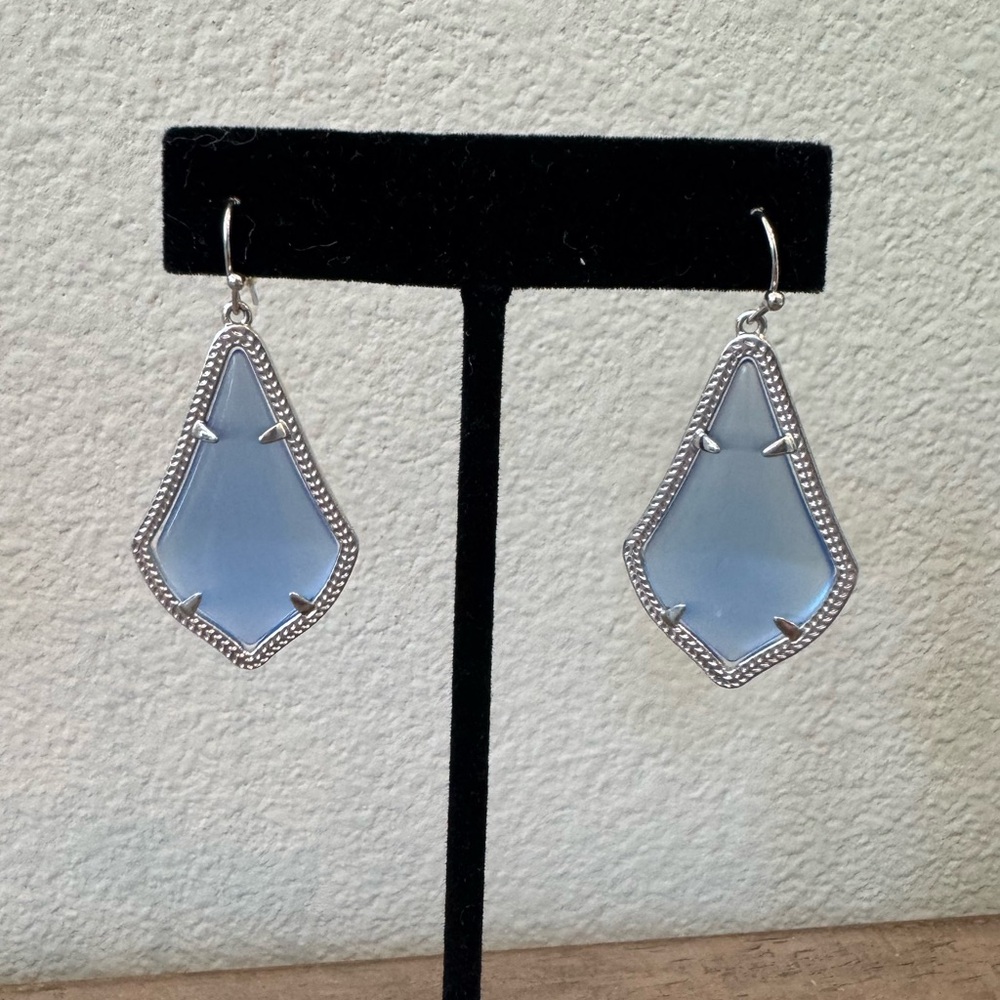 Kendra Scott Alex Earrings with Periwinkle stone and Silver Trim